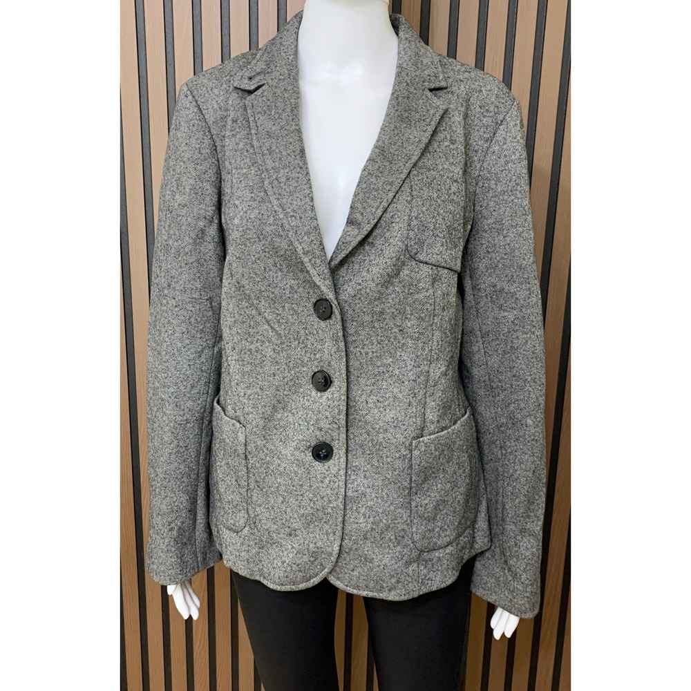 Talbots Women's Gray Wool Blend 3-Button Blazer Jacket Size 14 Classic